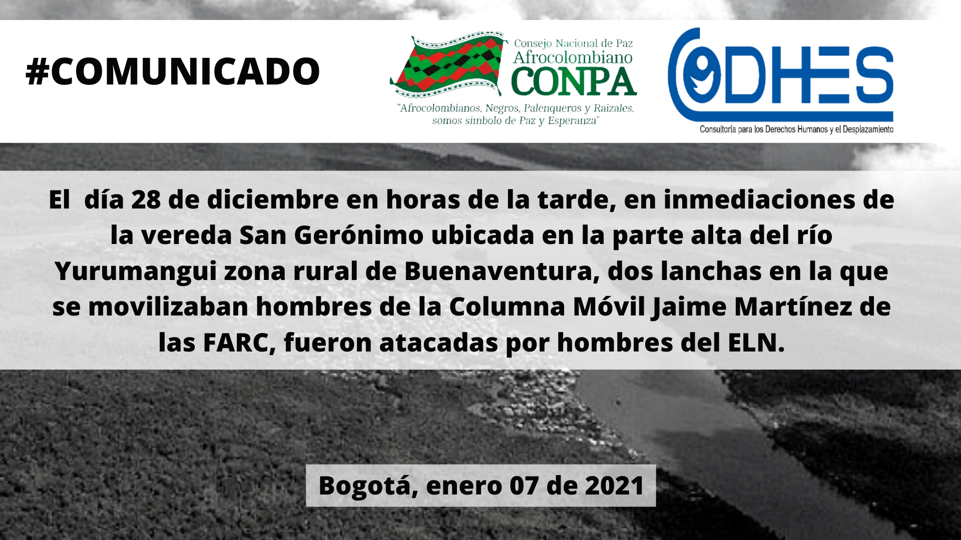 Comunicado Público: Situación humanitaria del río Yurumanguí zona rural de Buenaventura