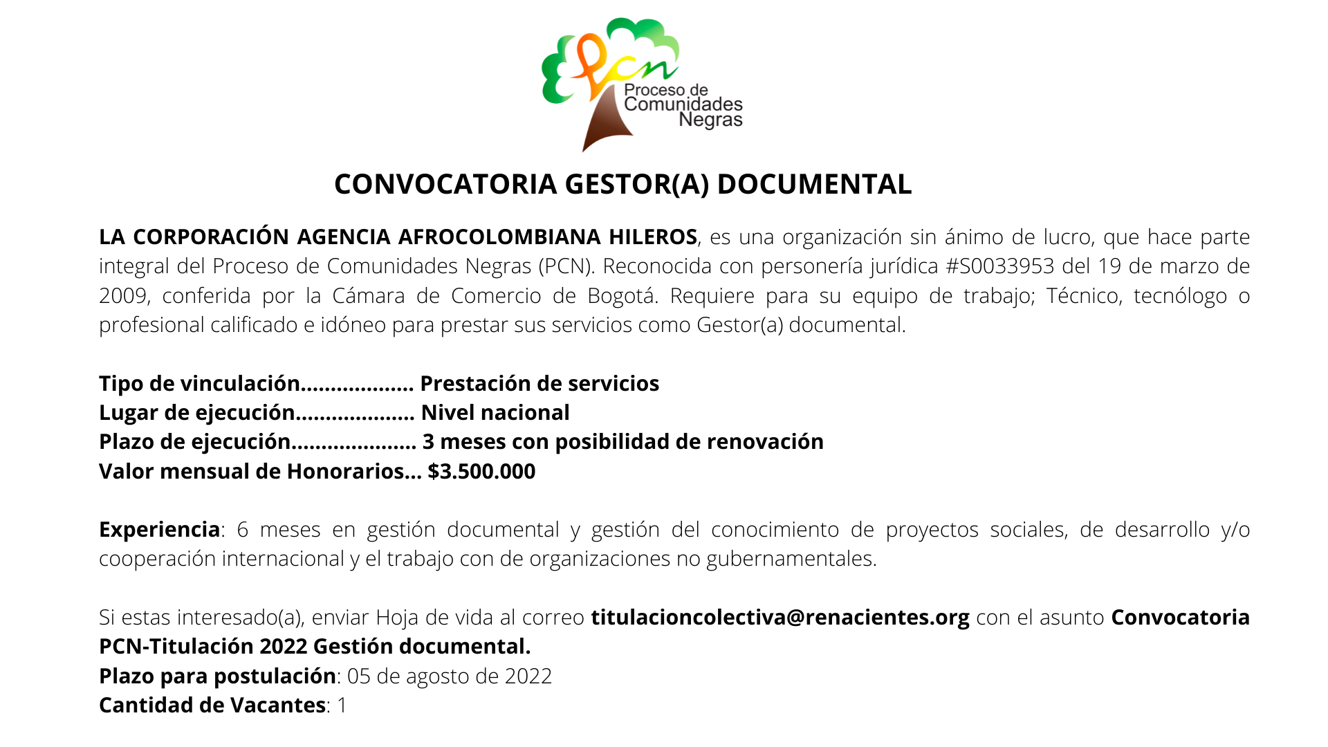 CONVOCATORIA GESTOR(A) DOCUMENTAL