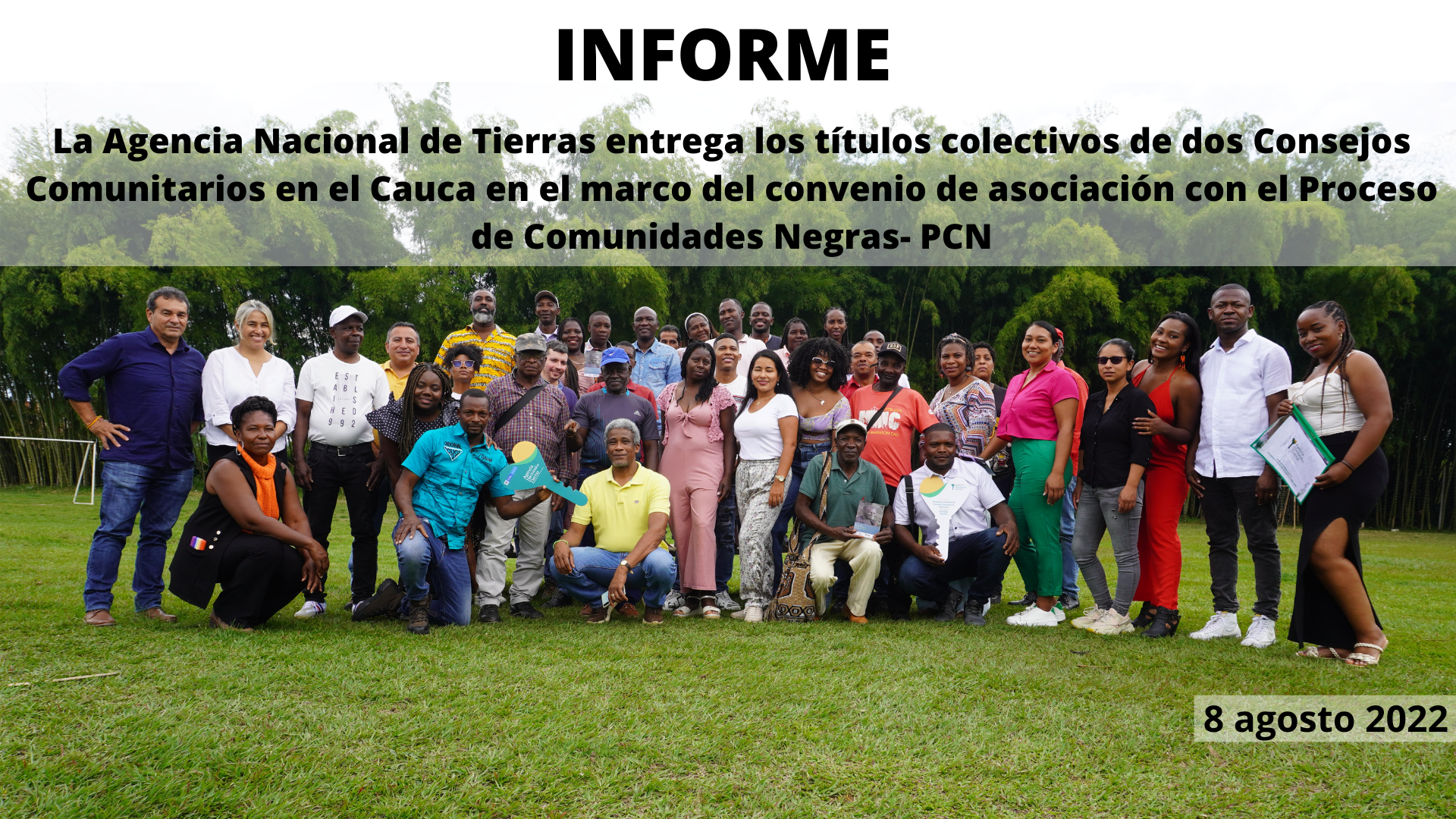 La Agencia Nacional de Tierras entrega los títulos colectivos de dos Consejos Comunitarios en el Cauca en el marco del convenio de asociación con el Proceso de Comunidades Negras- PCN